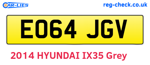 EO64JGV are the vehicle registration plates.