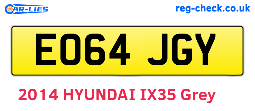 EO64JGY are the vehicle registration plates.