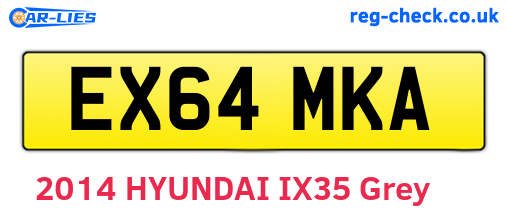 EX64MKA are the vehicle registration plates.