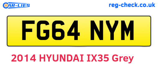 FG64NYM are the vehicle registration plates.