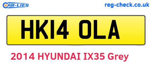 HK14OLA are the vehicle registration plates.