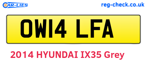 OW14LFA are the vehicle registration plates.