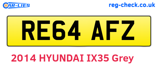 RE64AFZ are the vehicle registration plates.
