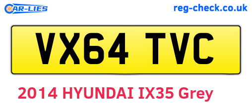 VX64TVC are the vehicle registration plates.