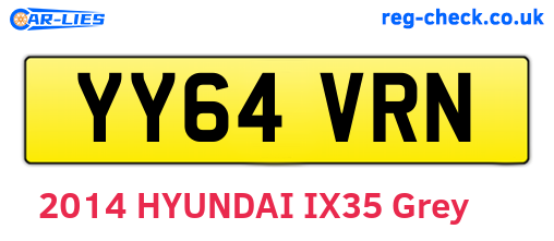YY64VRN are the vehicle registration plates.