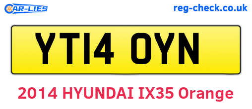 YT14OYN are the vehicle registration plates.