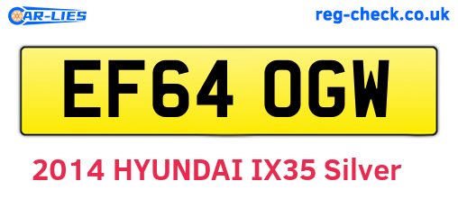 EF64OGW are the vehicle registration plates.