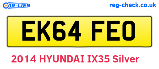 EK64FEO are the vehicle registration plates.