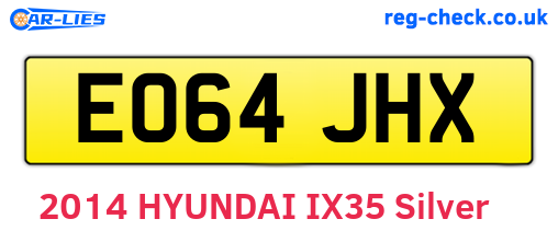 EO64JHX are the vehicle registration plates.