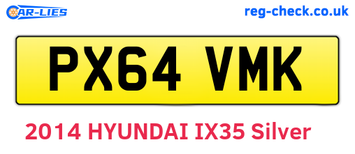 PX64VMK are the vehicle registration plates.