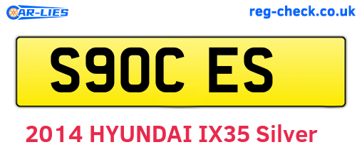 S90CES are the vehicle registration plates.