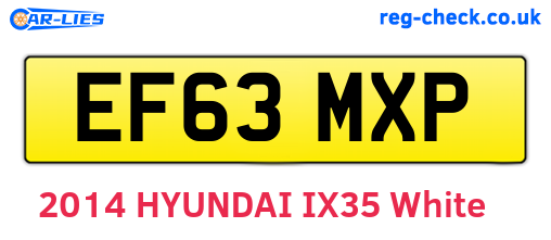 EF63MXP are the vehicle registration plates.
