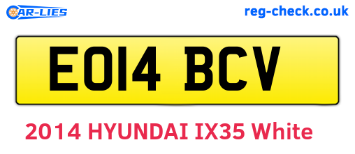 EO14BCV are the vehicle registration plates.