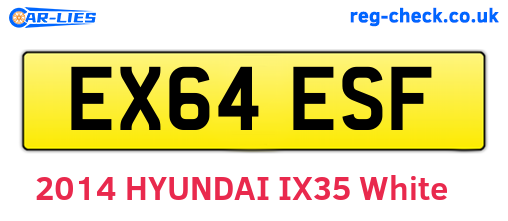 EX64ESF are the vehicle registration plates.