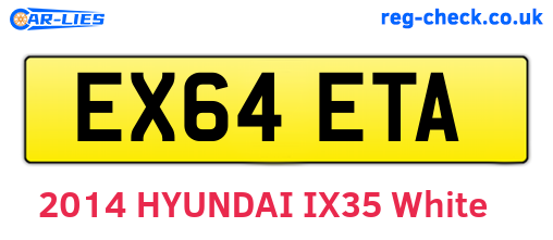 EX64ETA are the vehicle registration plates.