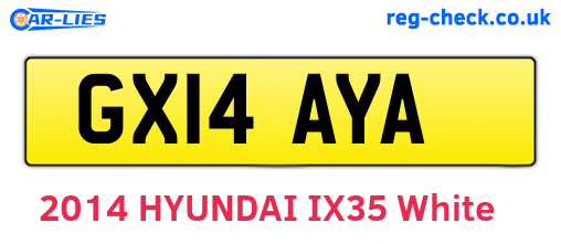 GX14AYA are the vehicle registration plates.