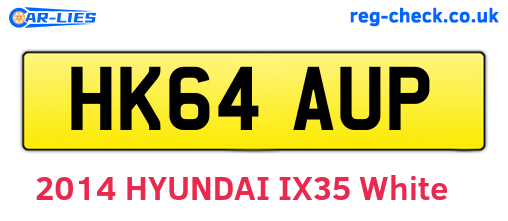 HK64AUP are the vehicle registration plates.
