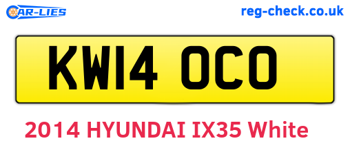 KW14OCO are the vehicle registration plates.