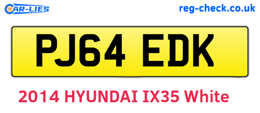 PJ64EDK are the vehicle registration plates.