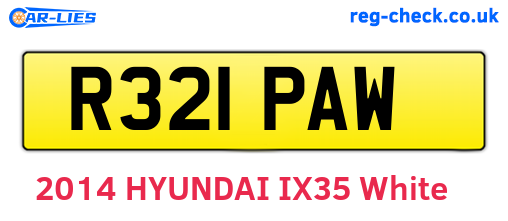 R321PAW are the vehicle registration plates.