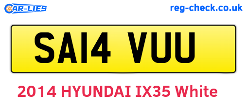 SA14VUU are the vehicle registration plates.