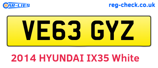 VE63GYZ are the vehicle registration plates.