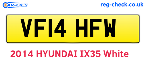 VF14HFW are the vehicle registration plates.