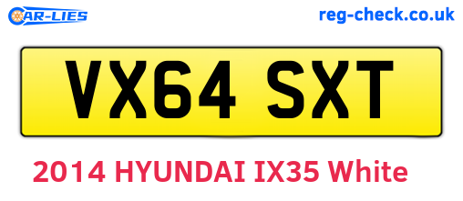 VX64SXT are the vehicle registration plates.