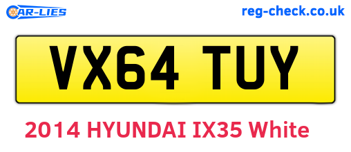 VX64TUY are the vehicle registration plates.