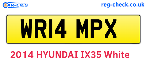 WR14MPX are the vehicle registration plates.