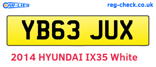 YB63JUX are the vehicle registration plates.