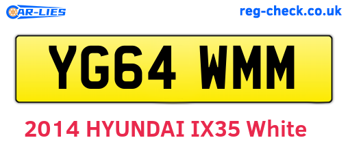 YG64WMM are the vehicle registration plates.