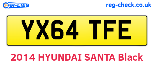 YX64TFE are the vehicle registration plates.