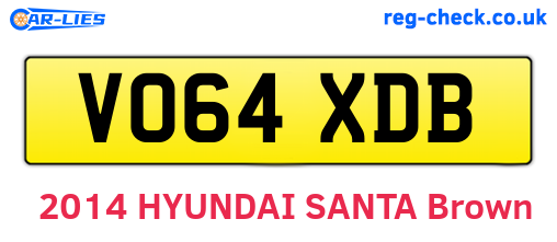 VO64XDB are the vehicle registration plates.