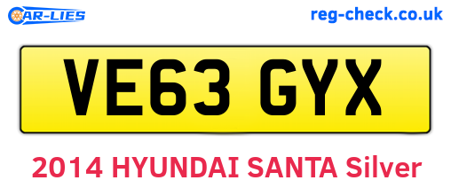 VE63GYX are the vehicle registration plates.