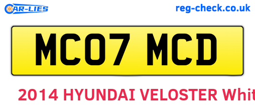 MC07MCD are the vehicle registration plates.