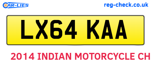 LX64KAA are the vehicle registration plates.