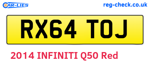 RX64TOJ are the vehicle registration plates.