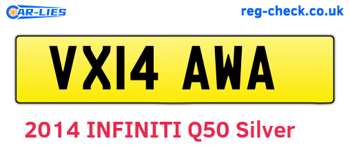 VX14AWA are the vehicle registration plates.