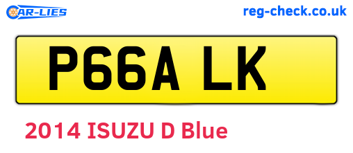 P66ALK are the vehicle registration plates.