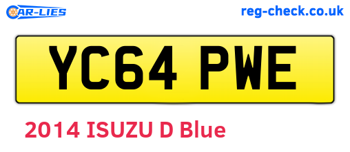 YC64PWE are the vehicle registration plates.