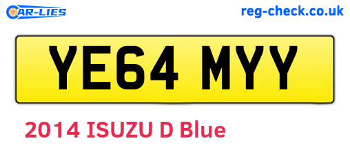 YE64MYY are the vehicle registration plates.