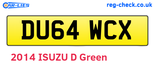 DU64WCX are the vehicle registration plates.