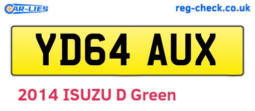 YD64AUX are the vehicle registration plates.