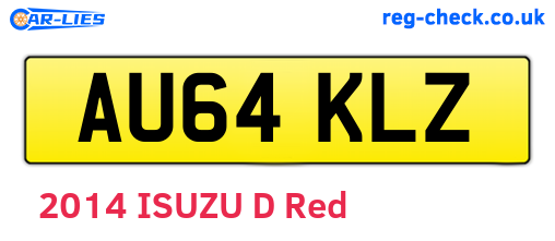 AU64KLZ are the vehicle registration plates.