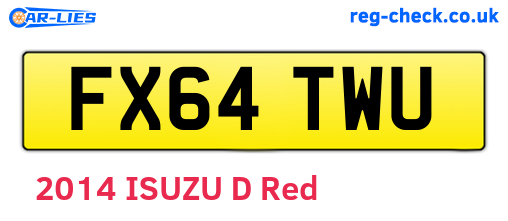 FX64TWU are the vehicle registration plates.