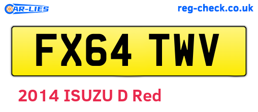 FX64TWV are the vehicle registration plates.