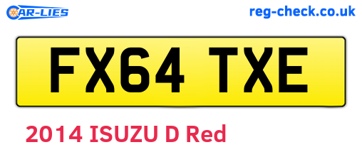 FX64TXE are the vehicle registration plates.