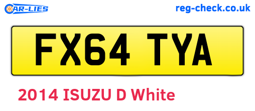 FX64TYA are the vehicle registration plates.