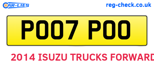 PO07POO are the vehicle registration plates.